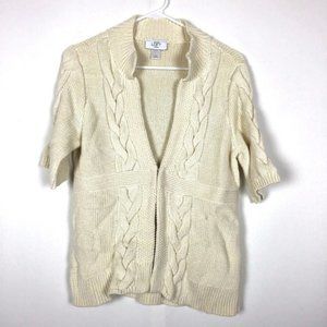 LOFT Cable Knit Short Sleeve Sweater Cardigan